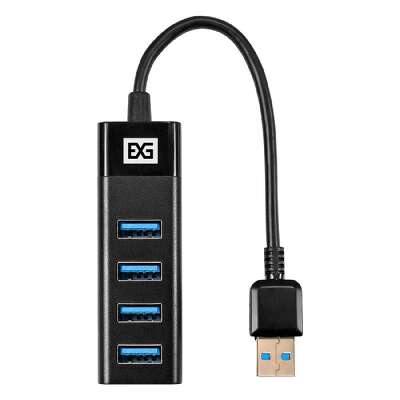 Exegate EX296925RUS USB-Хаб (концентратор) 4-в-1 ExeGate DUB-4TP (кабель-адаптер USB3.0 --> 4xUSB3.0, Plug&Play, черный)