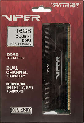 Память DDR3 2x8GB 1866MHz Patriot PV316G186C0K Viper 3 RTL PC3-14900 CL10 DIMM 240-pin 1.5В dual rank с радиатором Ret
