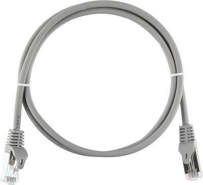 Коммутационный шнур NIKOMAX F/UTP 4 пары, Кат.5е (Класс D), 100МГц, 2хRJ45/8P8C, T568B, заливной, с защитой защелки, многожильный, BC (чистая медь), 26AWG (7х0,165мм), полимерный материал, исполнение кабельного изделия нг(А)-HF, серый, 0,3м