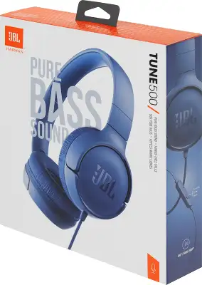 Гарнитура накладные JBL Tune 500 1.187м синий проводные оголовье (JBLT500BLU)