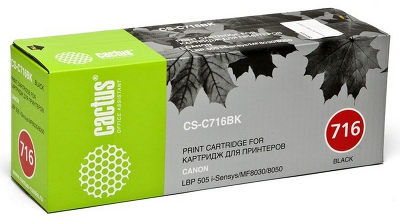 Картридж лазерный Cactus CS-C716BK 716 BK черный (2300стр.) для Canon i-Sensys MF8030/MF8030cn/MF8050/LBP 5050