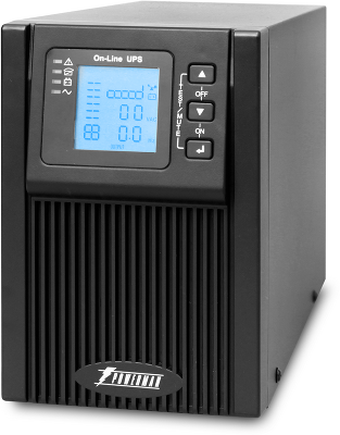 ИБП POWERMAN Online 1000, LCD, двойного преобразования, 1000ВА, 900Вт, 2 евророзетки с резервным питанием, USB, RS232, слот SNMP, разъем EPO, батарея 12В 9Ач 2 шт., 215 х 315 х 365 мм., 10.7 кг./ UPS POWERMAN Online 1000, LCD, dual conversion, 1000VA, 900