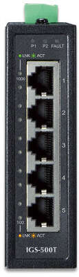 IGS-500T индустриальный неуправляемый коммутатор/ IGS-500T IP30 Compact size 5-Port 10/100/1000T Gigabit Ethernet Switch (-40~75 degrees C)