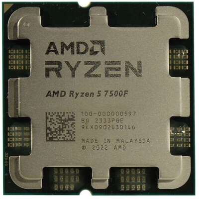 Процессор AMD Ryzen 5 7500F Raphael (Soc-AM5, 3.7GHz, 6C/12T, 32Mb, TDP-65W, OEM) (100-000000597)