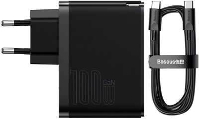 Зарядное устройство Baseus GaN5 Pro Fast Charger 100W Black + USB-C Cable 100W, Black [CCGP090201]