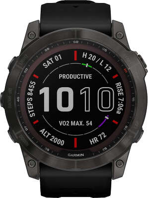 Смарт-часы Garmin Fenix 7X 1.4" корп.серый рем.черный (010-02541-11)