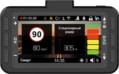 Видеорегистратор с радар-детектором Playme Mark se GPS ГЛОНАСС черный