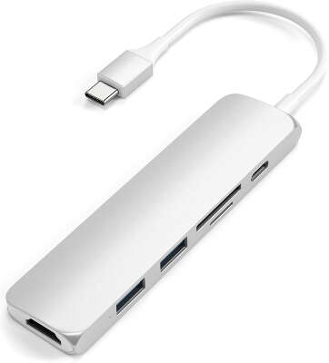 Адаптер Satechi USB-C Slim Multiport Adapter V2, Silver [ST-SCMA2S]