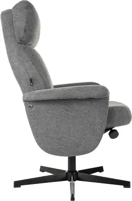 Кресло для дома Бюрократ _Baron с пуфом серый металл черный крестов. (_BARON/GREY)