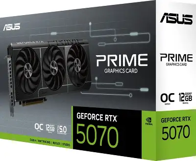 Видеокарта Asus PCI-E 5.0 PRIME-RTX5070-O12G NVIDIA GeForce RTX 5070 12Gb 192bit GDDR7 2557/28000 HDMIx1 DPx3 HDCP Ret