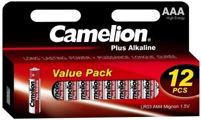 Camelion Plus Alkaline BL12 LR03  (LR03-HP12, батарейка,1.5В) (12шт. в уп-ке)
