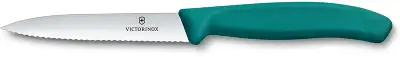 Нож кухонный Victorinox Swiss Classic (6.7734.C1) стальной универсальный для чистки овощей и фруктов лезв.100мм серрейт. заточка зеленый