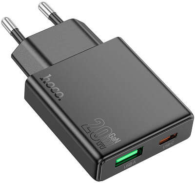 Зарядное устройство Hoco 20Вт, 3А, QC3.0/PD, 1хUSB, 1хType-C, N38, черный, коробка