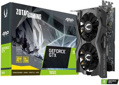 Видеокарта ZOTAC NVIDIA nVidia GeForce GTX1650 AMP Core Edition 4Gb DDR6 PCI-E DVI, HDMI, DP
