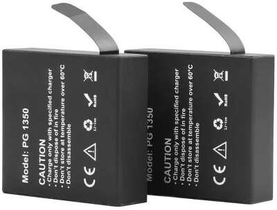 Аккумуляторные батареи для экшн-камеры AKASO Brave 7 LE, 2x1350 мАч с двойным зарядным устройством USB