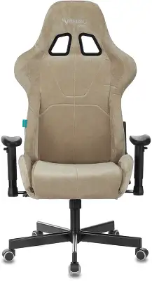 Кресло игровое Zombie VIKING KNIGHT Fabric песочный Light-21 с подголов. крестов. металл