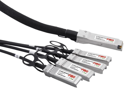 Кабель/ FIBO FT-Q40-4S10-DAC1m QSFP+ to 4SFP+ DAC модуль, медный кабель Belden, 1 метр