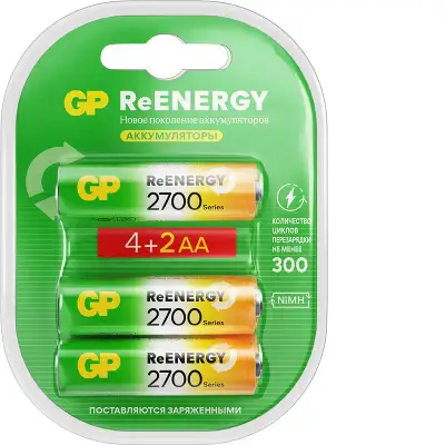 Аккумулятор GP 270AAHC4/2RGY-2CRCB6 AA NiMH 2700mAh (6шт) блистер