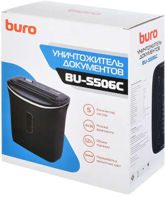 Шредер Buro Home BU-S506C черный (секр.P-4) фрагменты 5лист. 12лтр. пл.карты