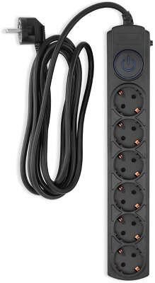 Сетевой фильтр Ippon BK-6-EU-3-16-B, 6-розеток, 3 м, черный
