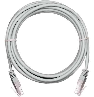 Коммутационный шнур NETLAN U/UTP 4 пары, Кат.6 (Класс E), 250МГц, 2хRJ45/8P8C, T568B, заливной, многожильный, BC (чистая медь), PVC нг(B), серый, 1м, уп-ка 10шт.