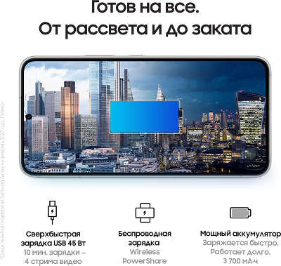 Смартфон Samsung Galaxy S22, Exynos 2200, 8Gb RAM, 256Gb, белый (SM-S901BZWGCAU)