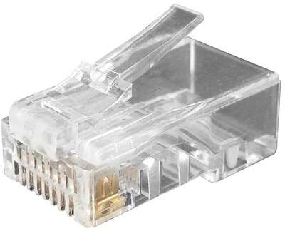 Hyperline PLUG-8P8C-U-C6 Разъем RJ-45(8P8C) под витую пару, категория 6 (50 µ"/ 50 микродюймов), универсальный (для одножильного и многожильного кабеля) 1шт