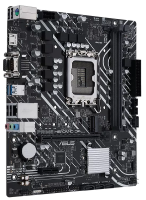 Материнская плата ASUS PRIME H610M-D D4, LGA1700, H610, 2*DDR4, 4*SATA, 1*M.2, 2*USB 3.2, 4*USB 2.0, 1*COM port, 1*PCIx16, 1*PCIx1, HDMI+D-Sub, mATX; 90MB1A00-M0EAY0