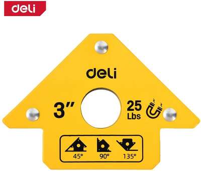 Угольник-фиксатор магнитный для сварки Deli DL-HDW25 макс. усилие 11кг, углы 45,90,135 град., размер 118х83х15мм, вес 320гр.