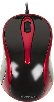 Мышь A4Tech V-Track Padless N-360 красный/черный оптическая 1200dpi USB 3but (N-360-2)