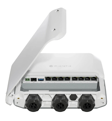 Маршрутизатор MikroTik RB5009UPR+S+OUToutdoor heavy-duty PoE router1x 2.5 Gigabit Ethernet, 10G SFP+, 1GB of RAM, 1GB NAND, modern quad-core CPU, 9 (!) powering options, durable IP66 waterproof enclosure.