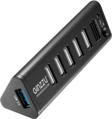 Концентратор USB 2.0/3.0 HUB Ginzzu GR-315UB, USB3.0 + 6xUSB2.0 (1x2.1A)