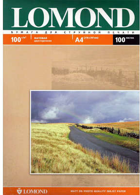 Фотобумага Lomond А4, 100 г/м2, матовая двухсторонняя, 100 листов (0102002)