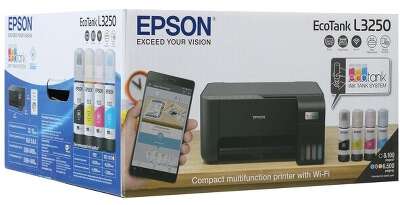 ЦВ МФУ струйное Epson L3250 (A4, 1440 x 5760 dpi, 33 стр/мин(ч/б)/15 стр/мин(цв), 1440 x 5760 dpi, USB, WiFi)