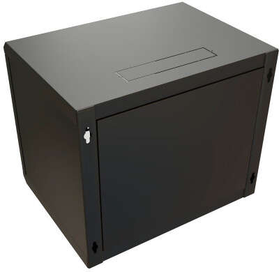 Шкаф коммутационный WRline (WR-TW-1266-SR-RAL9004) настенный 12U 600x600мм пер.дв.металл 2 бок.пан. направл.под винты 60кг черный 520мм 650мм IP20 сталь