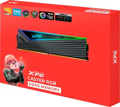 Память DDR5 2x16GB 6000MHz A-Data AX5U6000C3016G-DCCARGY XPG Caster RGB RTL Gaming PC5-48000 CL30 DIMM ECC 288-pin 1.35В kit single rank с радиатором Ret