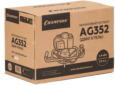 Мотобур Champion AG352 профес. 2-х такт. 1400Вт 1.9л.с. 51.7см3 8700об/мин