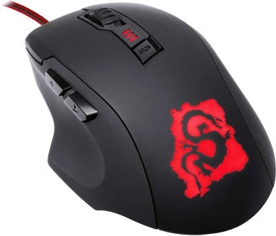 Мышь игровая USB Oklick 725G DRAGON 2400 dpi, чёрная/красная