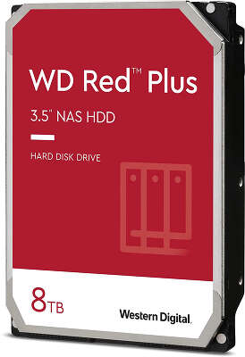 Жесткий диск SATA3 8Tb [WD80EFZZ] (HDD) Western Digital Red Plus, 7200rpm, 128Mb