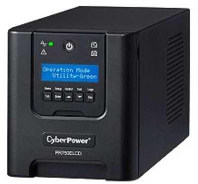 CyberPower PR750ELCD ИБП {Line-Interactive, Tower, 750VA/675W USB/RS-232/EPO/SNMPslot (6 IEC С13), 12В/7 Ач х 2}