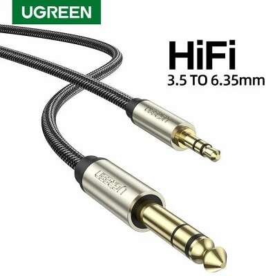 Кабель UGREEN AV127 (10630) 3.5mm to 6.35mm TRS Stereo Audio Cable. Длина: 5м. Цвет: серый