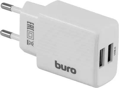 Сетевое зар./устр. Buro BUWE1 10.5W 2.1A 2xUSB универсальное белый (BUWE10S200WH)