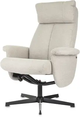 Кресло для дома Бюрократ _Baron с пуфом бежевый металл черный крестов. (_BARON/BEIGE)