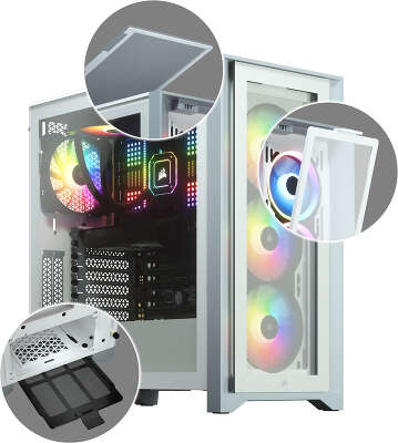 Корпус Corsair iCUE 4000X, белый, ATX, Без БП (CC-9011205-WW)