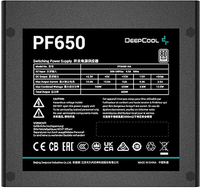 Блок питания Deepcool PF650 80+ (ATX 2.4 650W, PWM 120mm fan, 80 PLUS, Active PFC) RET (R-PF650D-HA0B-WDEU)