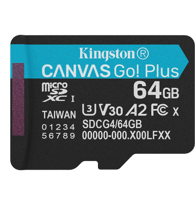 Карта памяти Kingston 64GB microSDXC Canvas Go Plus Gen4 200MB/s A2 U3 V30 Card W/O ADP/ Kingston 64GB microSDXC Canvas Go Plus Gen4 200MB/s A2 U3 V30 Card W/O ADP