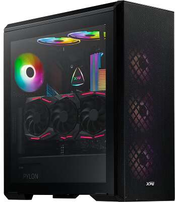 Корпус XPG DEFENDER BLACK [DEFENDER-BKCWW] (Midi-Tower, черный, TG, 120mm fan*3)
