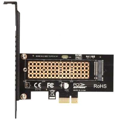 ORIENT C302E, Переходник PCI-Ex1->M.2 M-key NVMe SSD, тип 2230/2242/2260/2280, 2 планки крепления в комплекте (31152)