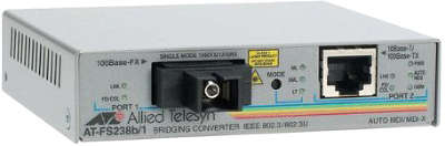 Медиаконвертер Allied Telesis AT-FS238B/1-60 Single-fiber 10/100M bridging converter with 1550Tx/1310Rx 15km r