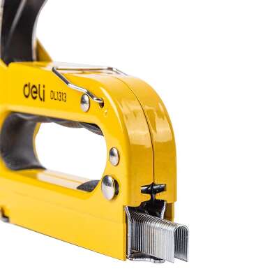 Мебельный степлер Deli DL1313 3-в-1. Для скоб 4-14мм D/U/T-типов. 0,6 кг. Полностью стальная конструкция